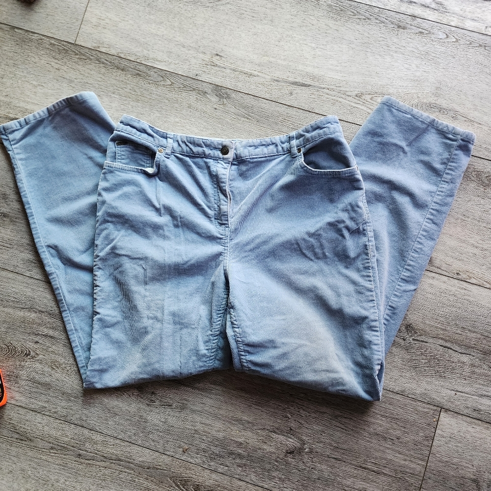 Y2K Charter Club light blue corduroy pants sz 12, 29 inseam straight leg Macys
